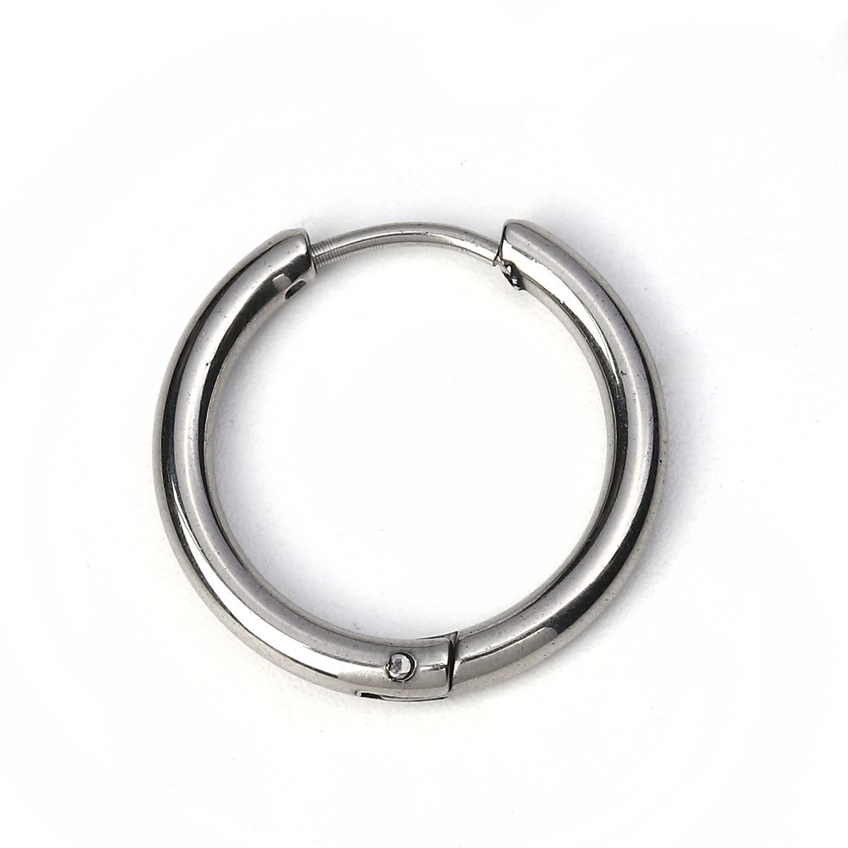 Picture of 304 Stainless Steel Hoop Earrings Circle Ring Silver Tone 21mm( 7/8") x 20mm( 6/8"), Post/ Wire Size: (18 gauge), 2 PCs
