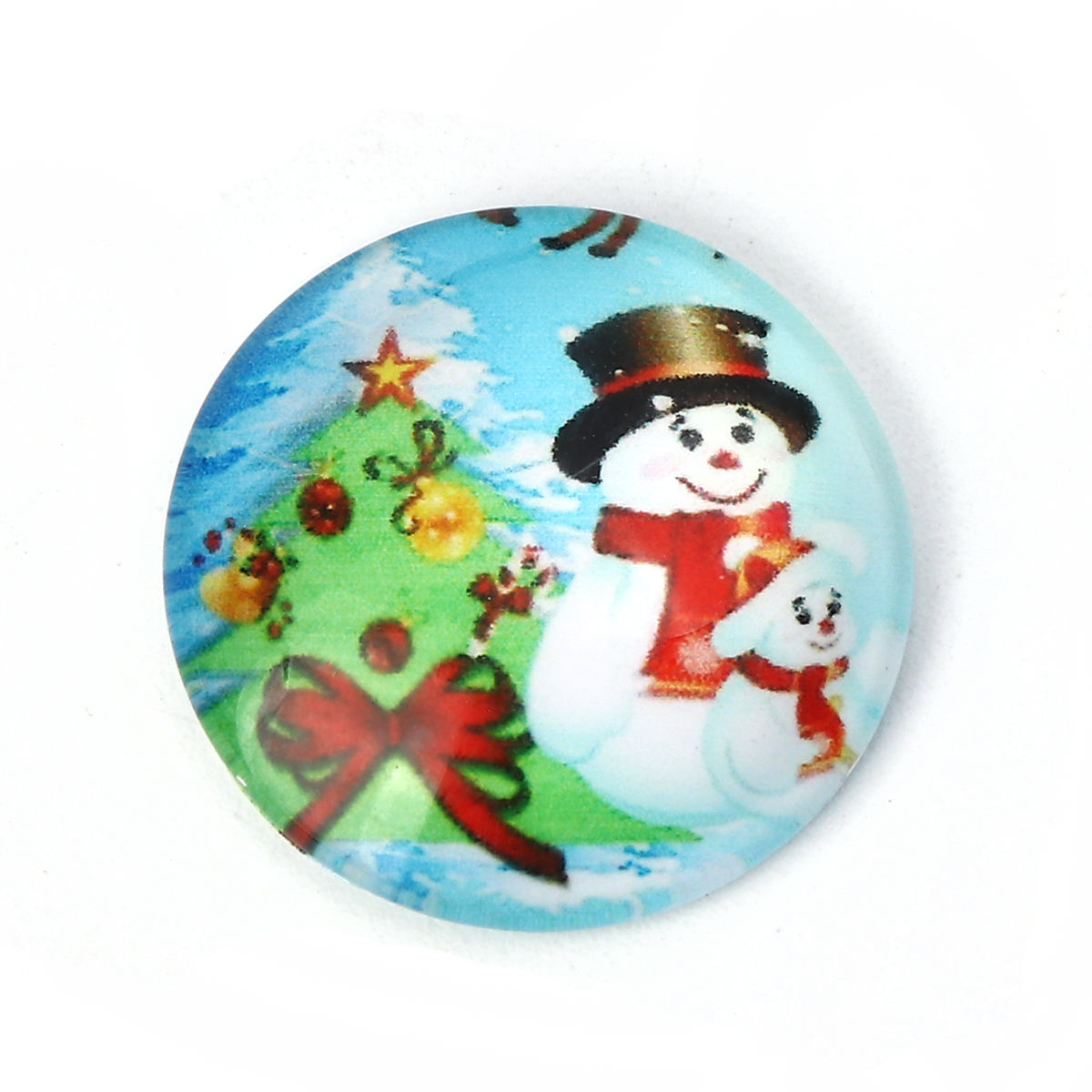 Imagen de Vidrio Dome Seals Cabochon Ronda Flatback Multicolor Muñeco de nieve Navidad 20mm Dia, 30 Unidades
