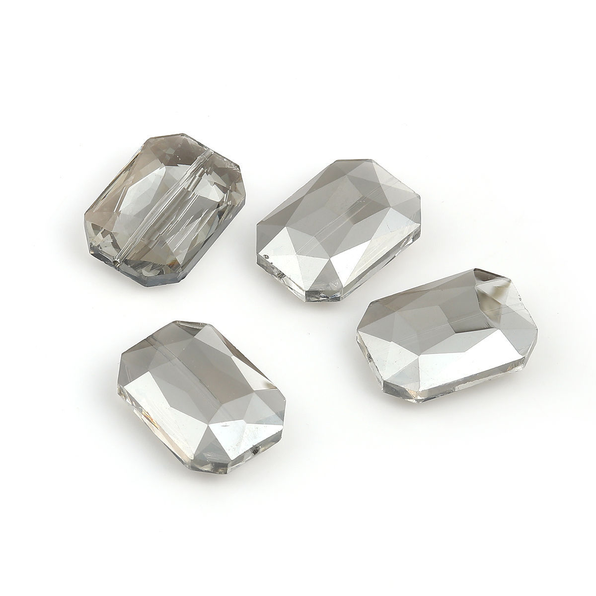 Picture of Glass Beads Rectangle Gray Transparent Faceted About 33mm x 24mm, Hole: Approx 1.8mm, 5 PCs