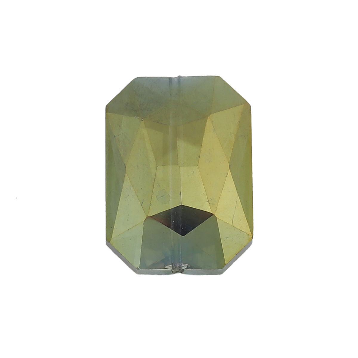 Imagen de Cuentas Vidrio de Rectángulo , Verde Amarillo , AB Color Facetas 33mm x 24mm, Agujero: acerca de 1.8mm, 5 Unidades