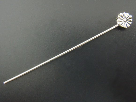 Bild von Antiksilber Gänseblümchen Nietstifte Kettelstifte 55x0.8mm.Verkauft eine Packung mit 30Stk.