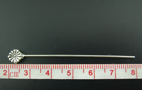 Bild von Antiksilber Gänseblümchen Nietstifte Kettelstifte 55x0.8mm.Verkauft eine Packung mit 30Stk.