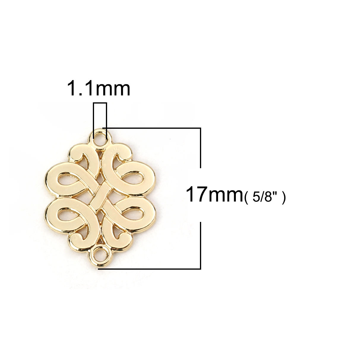 Imagen de Zamak Conectores Nudo Chapado en Oro 17mm x 14mm, 20 Unidades