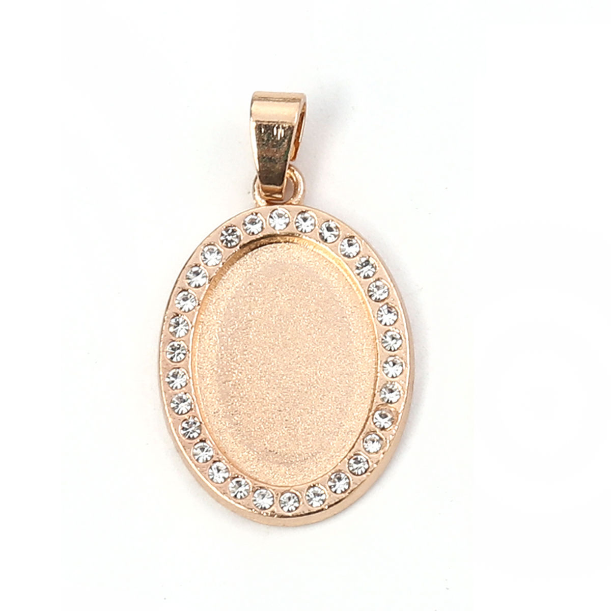 Bild von Zinklegierung Anhänger Oval KC Vergoldet Cabochon Fassung (für 18mmx13mm ) Transparent Strass 32mm x 18mm, 5 Stück
