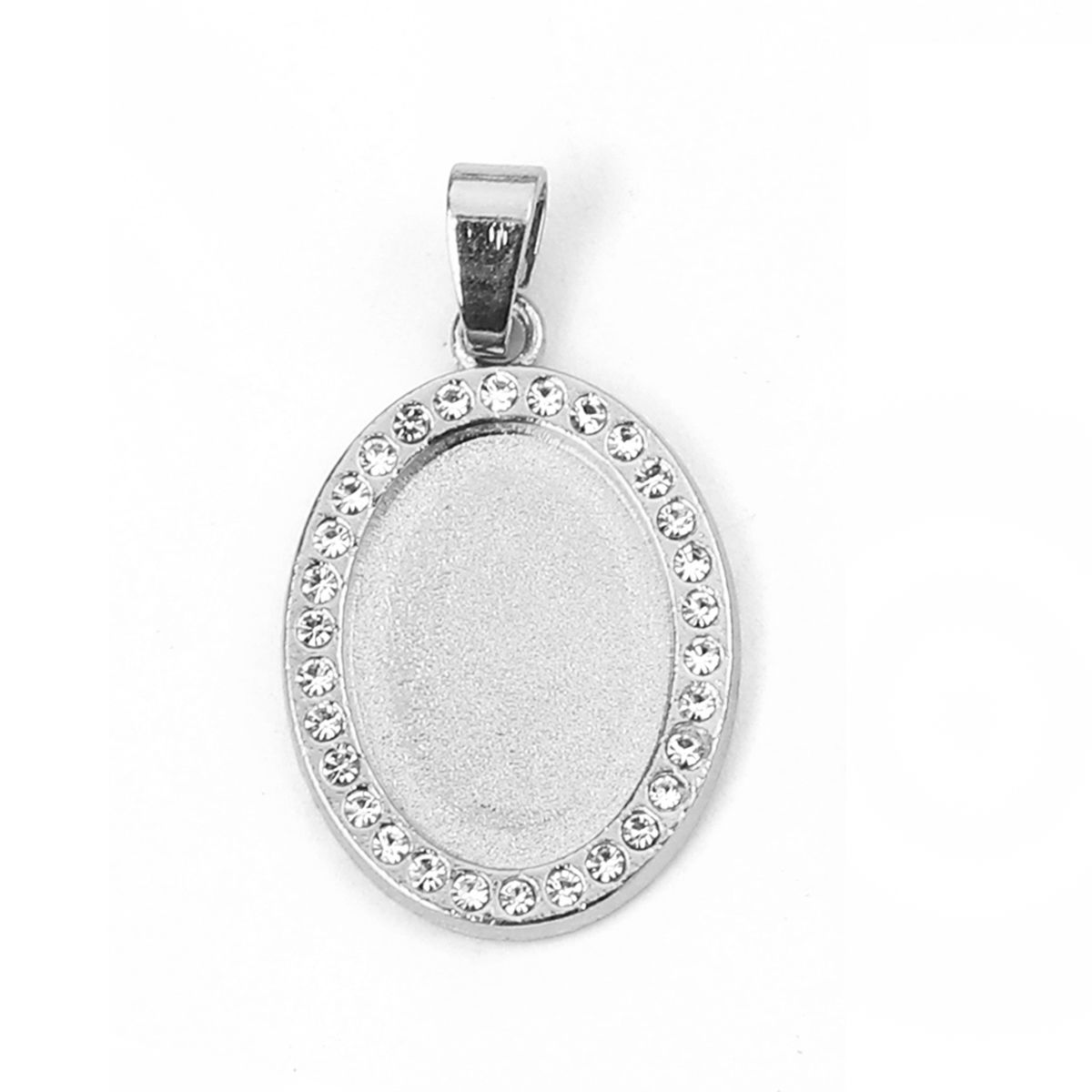Bild von Zinklegierung Anhänger Oval KC Vergoldet Cabochon Fassung (für 18mmx13mm ) Transparent Strass 32mm x 18mm, 5 Stück
