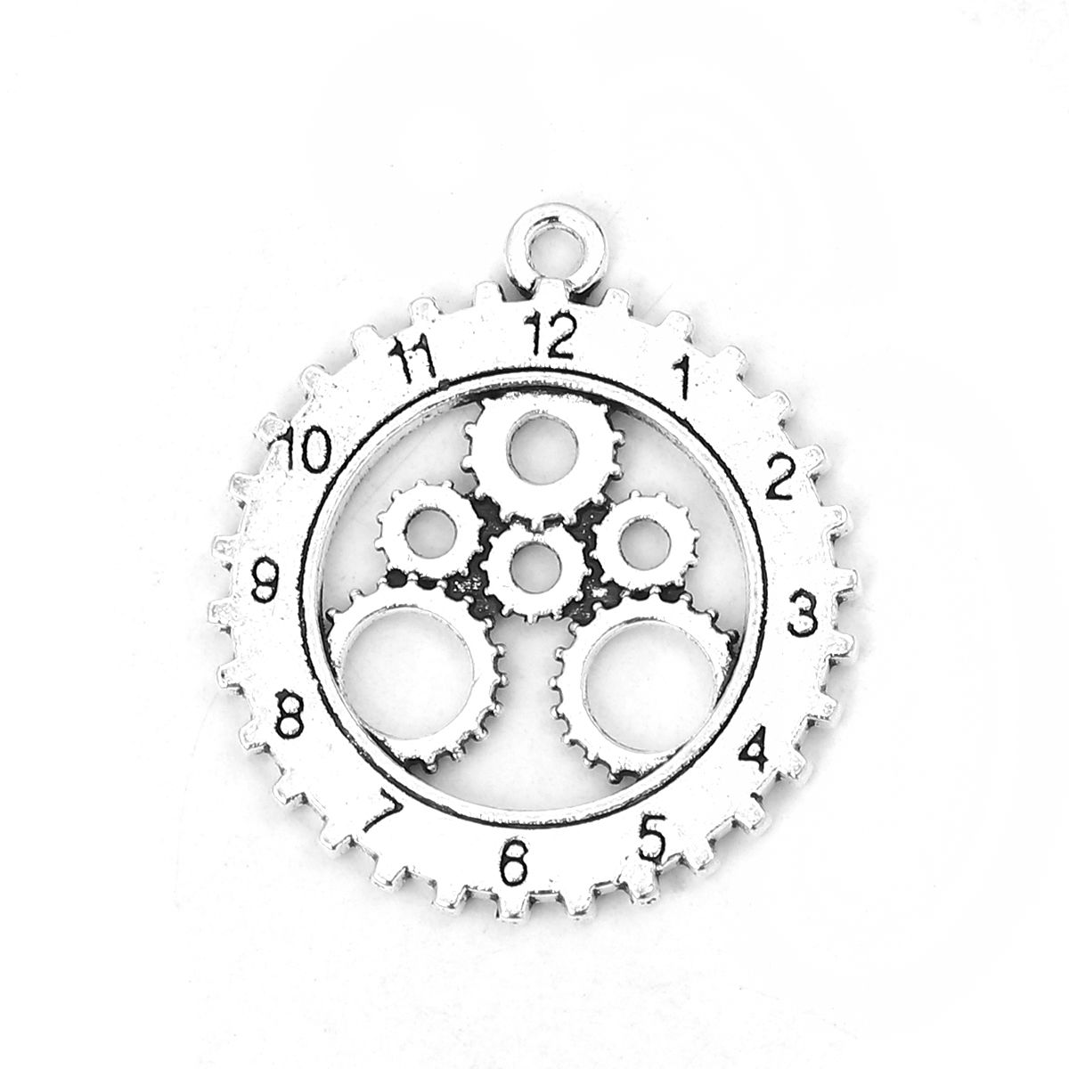 Picture of Zinc Based Alloy Charms Gear Antique Silver Color Number 28mm(1 1/8") x 25mm(1"), 30 PCs