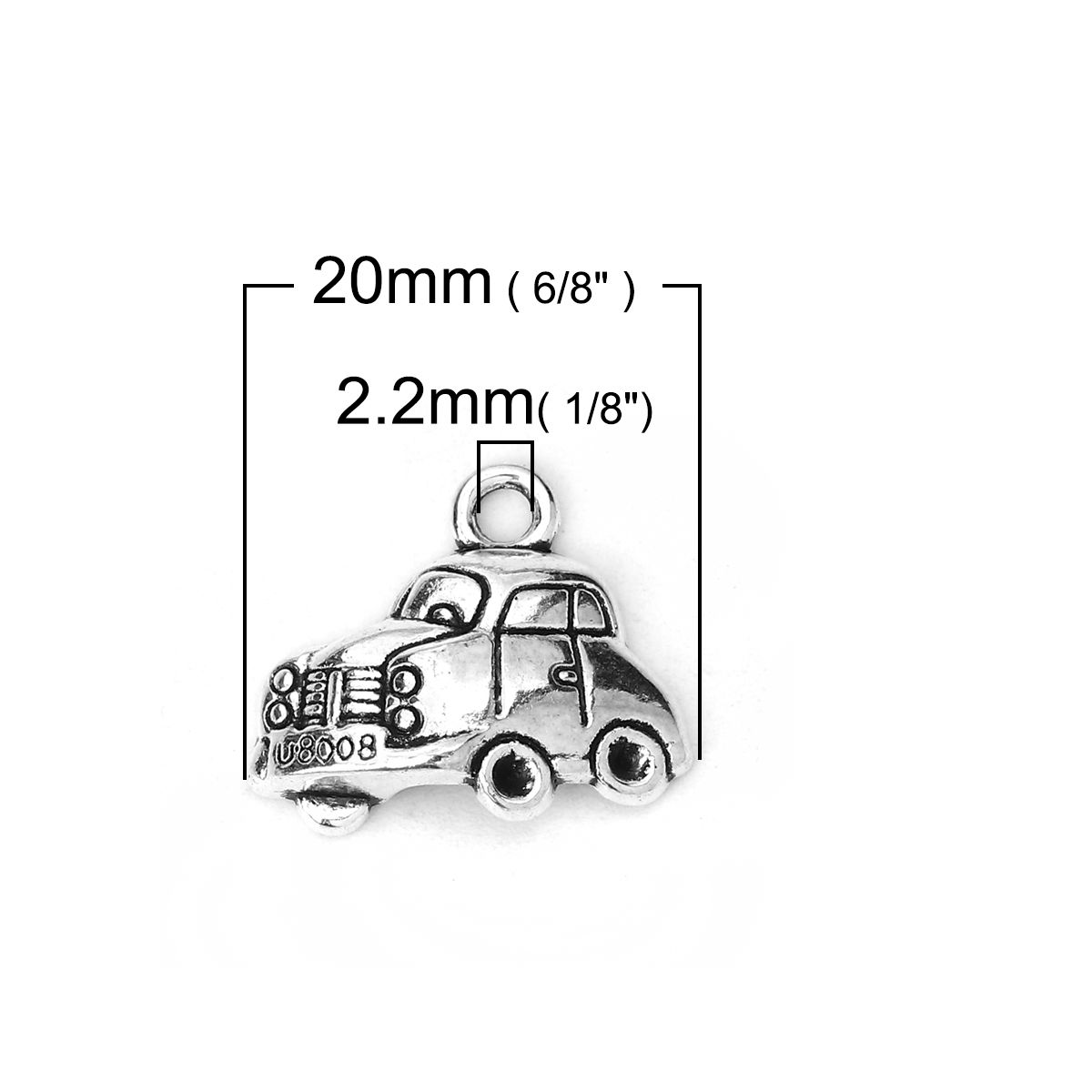Picture of Zinc Based Alloy Travel Charms Car Antique Silver Color 20mm( 6/8") x 17mm( 5/8"), 30 PCs