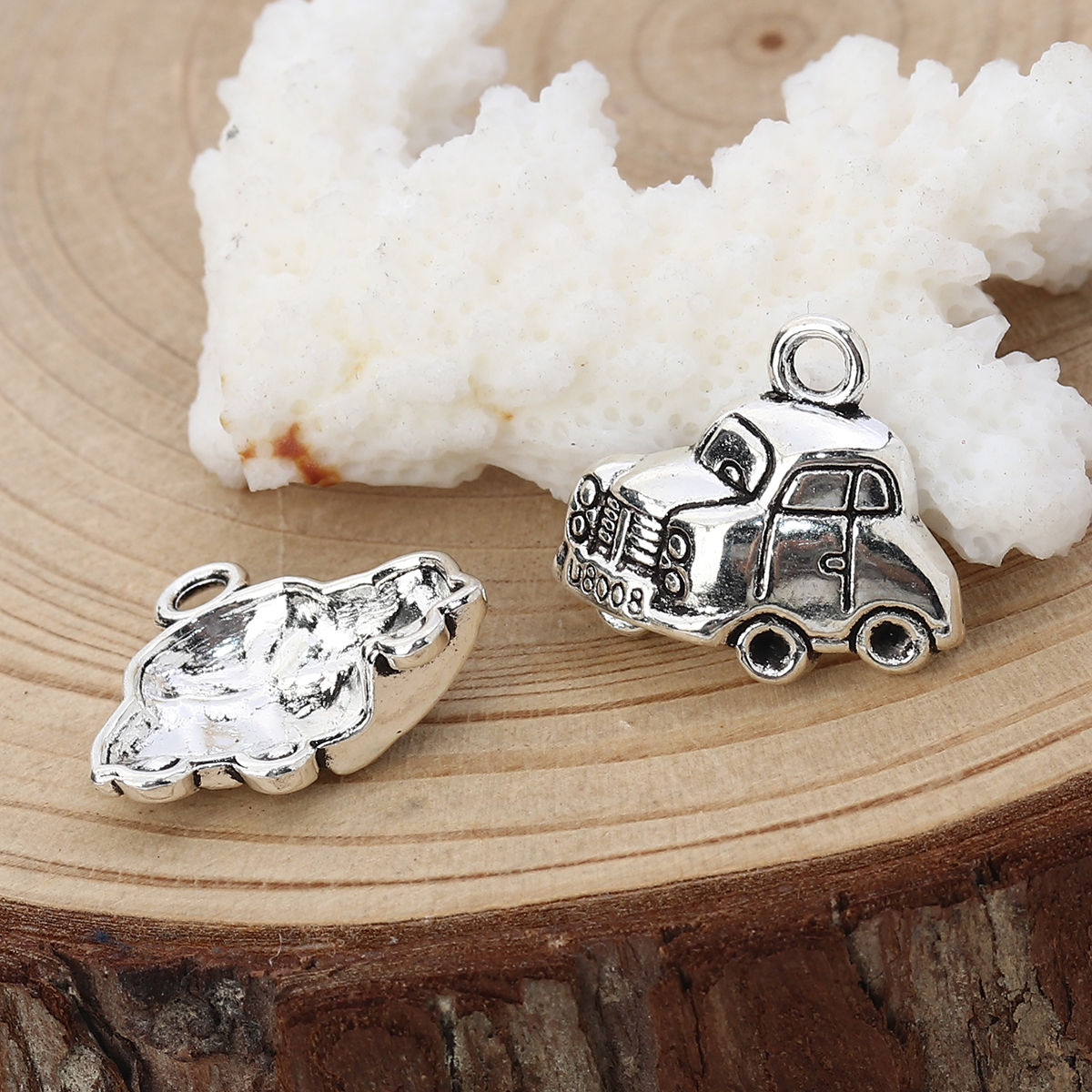 Picture of Zinc Based Alloy Travel Charms Car Antique Silver Color 20mm( 6/8") x 17mm( 5/8"), 30 PCs