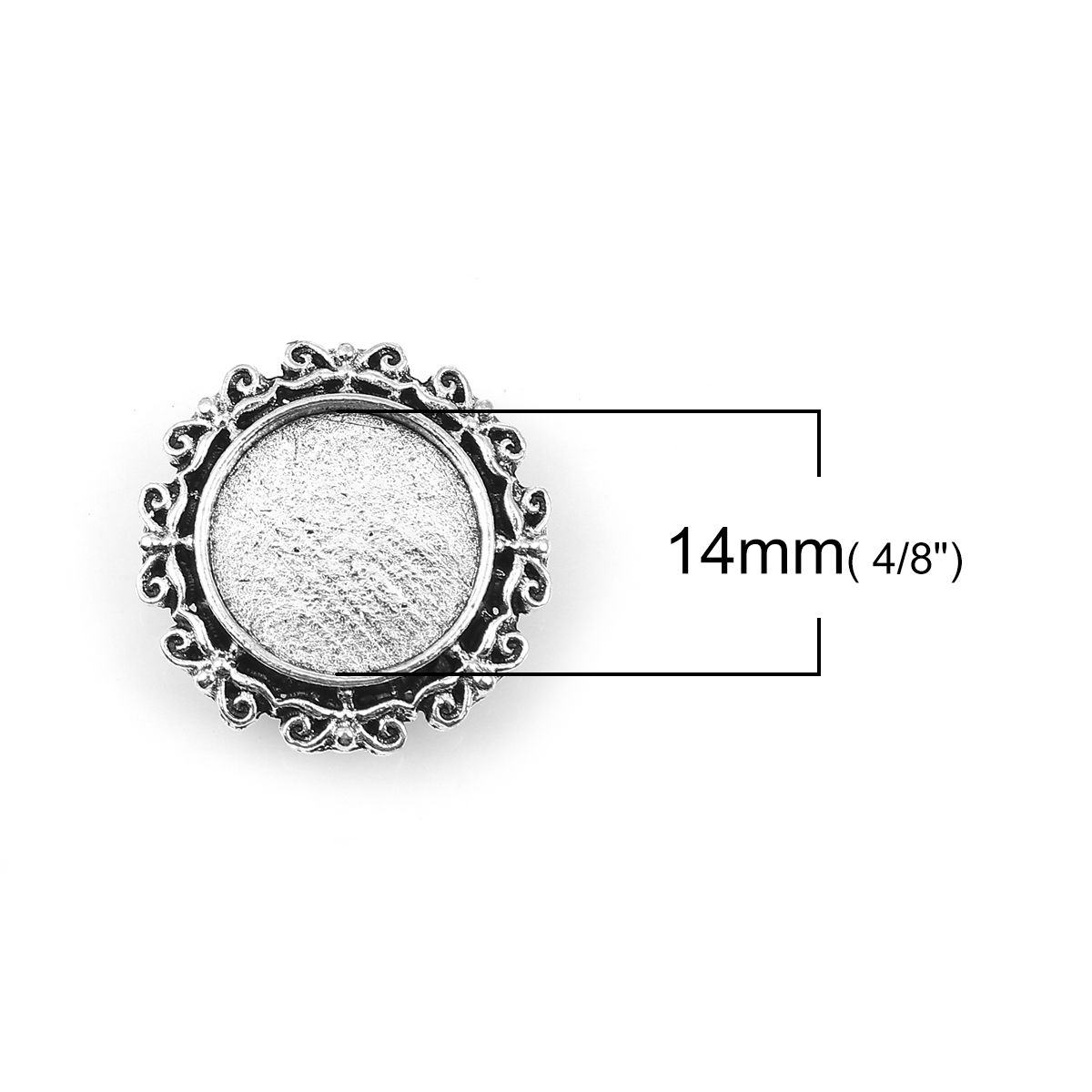 Bild von Zinklegierung Cabochon Fassung Rund Antiksilber Cabochon Fassung (für 14mm D.) 22mm x 22mm, 10 Stück