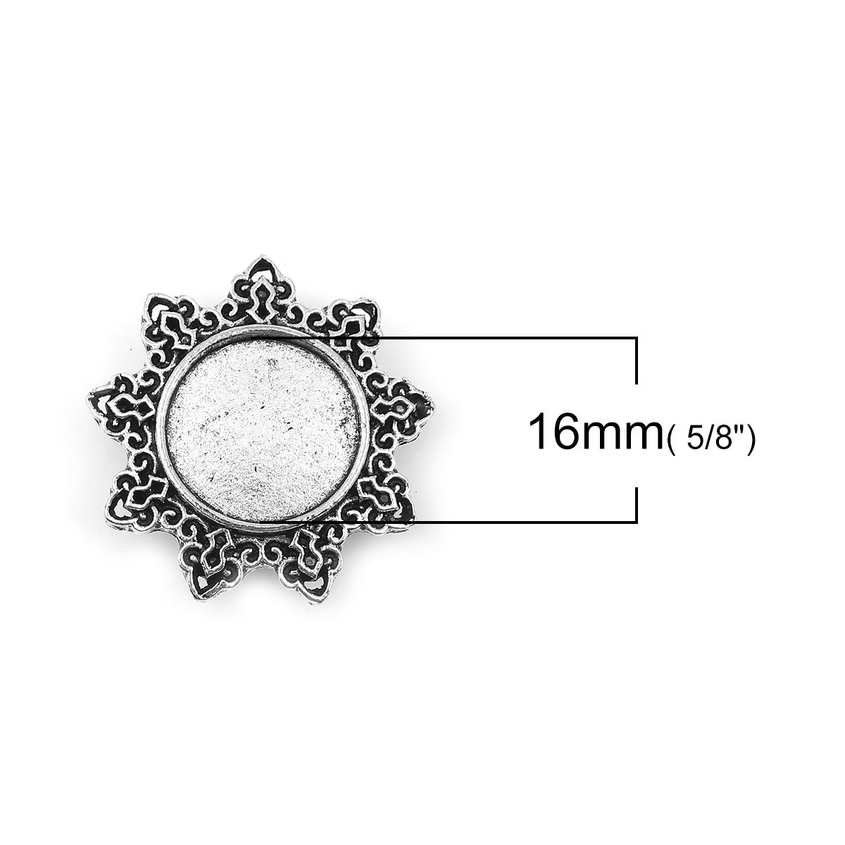 Bild von Zinklegierung Cabochon Fassung Blumen Antiksilber Cabochon Fassung (für 16mm D.) 29mm x 29mm, 10 Stück