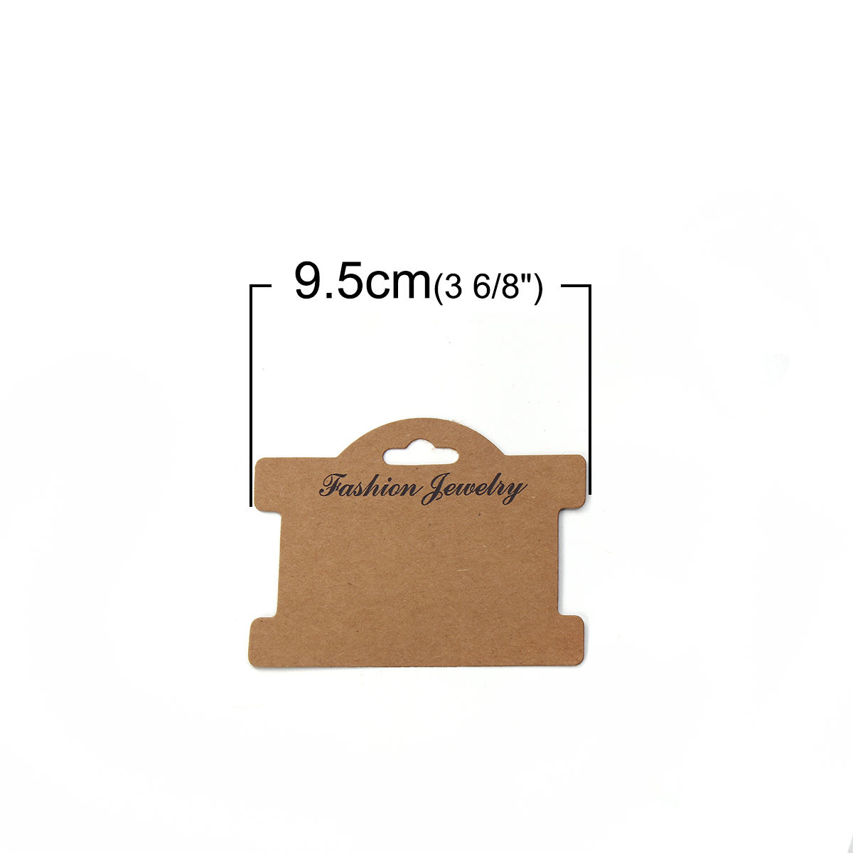 Picture of Paper Jewelry Display Card Rectangle Brown Message " FASHION JEWELRY " 95mm(3 6/8") x 75mm(3"), 100 Sheets