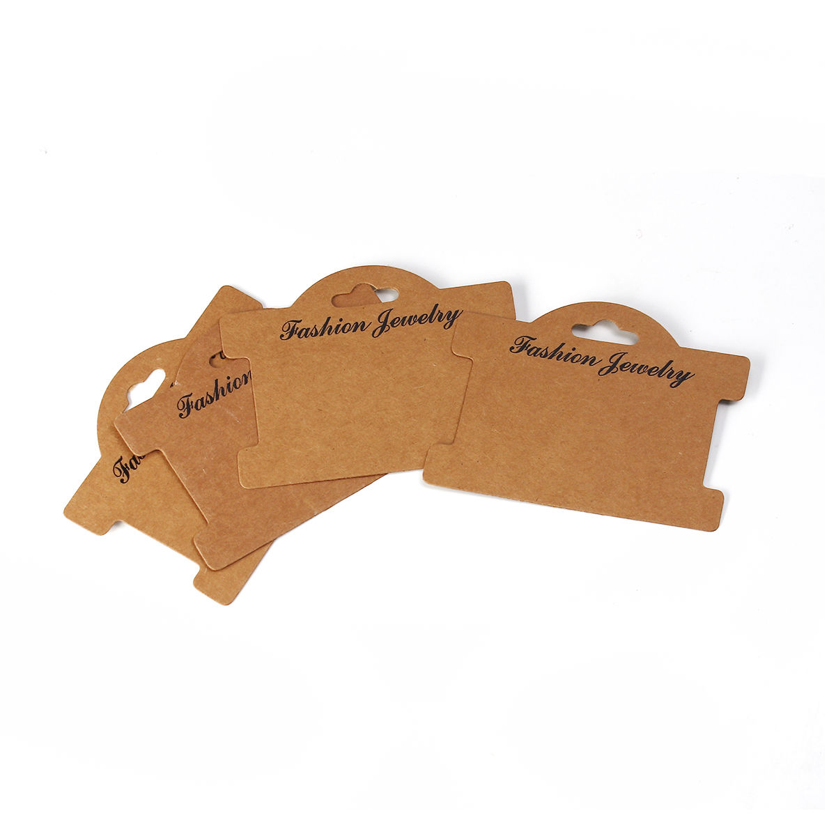 Picture of Paper Jewelry Display Card Rectangle Brown Message " FASHION JEWELRY " 95mm(3 6/8") x 75mm(3"), 100 Sheets