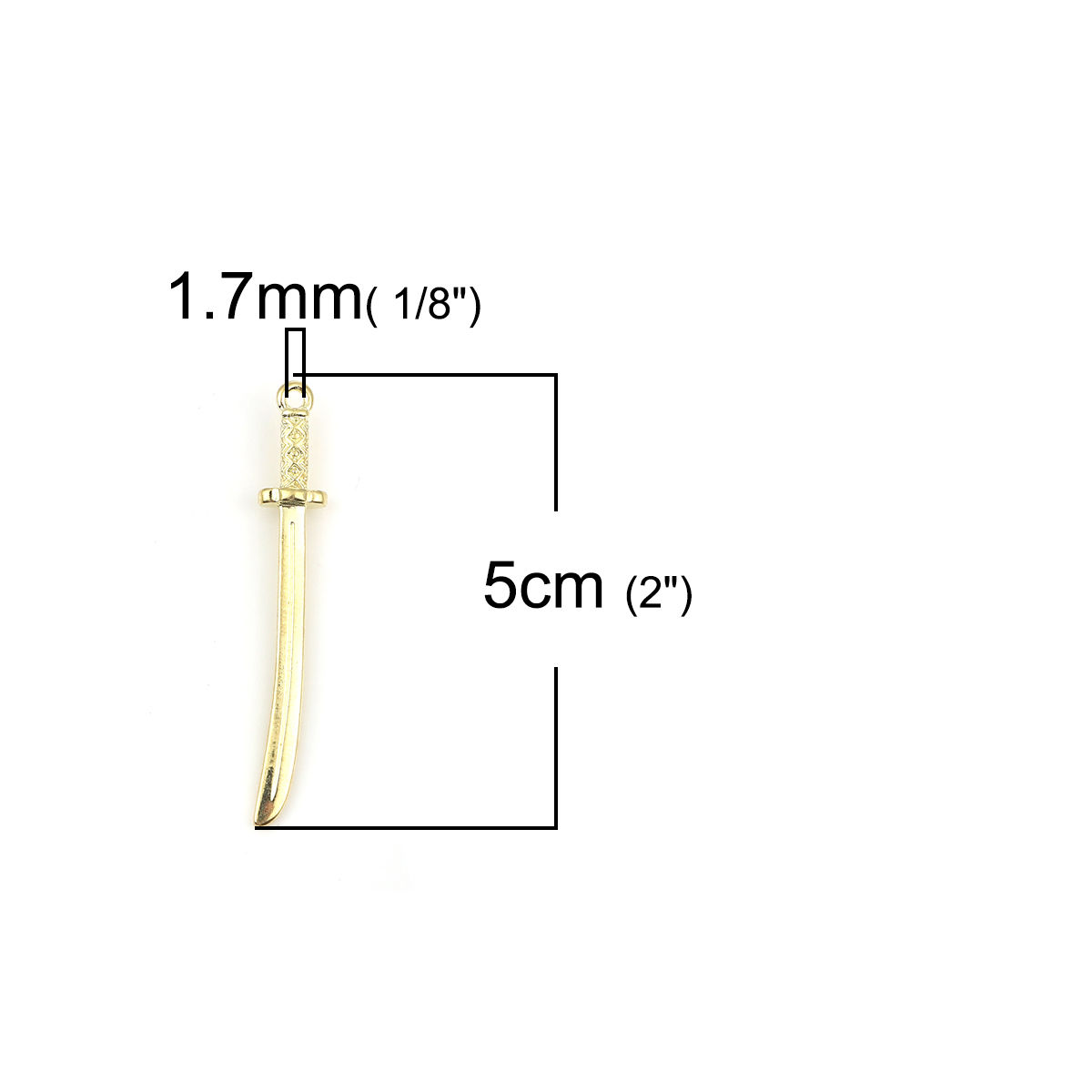 Imagen de Zamak 3D Colgantes Espada KC Dorado 50mm x 8mm, 20 Unidades