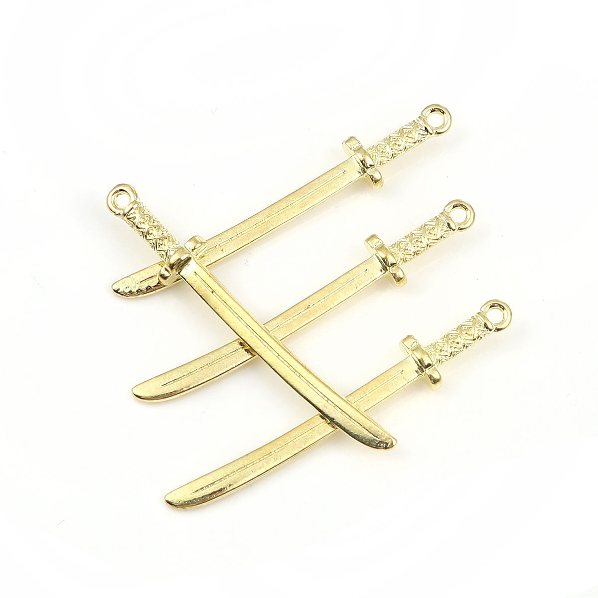 Imagen de Zamak 3D Colgantes Espada KC Dorado 50mm x 8mm, 20 Unidades