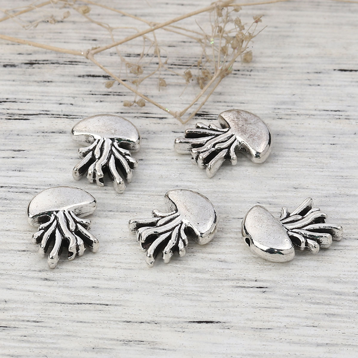 Picture of Zinc Based Alloy Spacer Beads Jellyfish Antique Silver Color 16mm x 12mm, Hole: Approx 1.2mm, 30 PCs