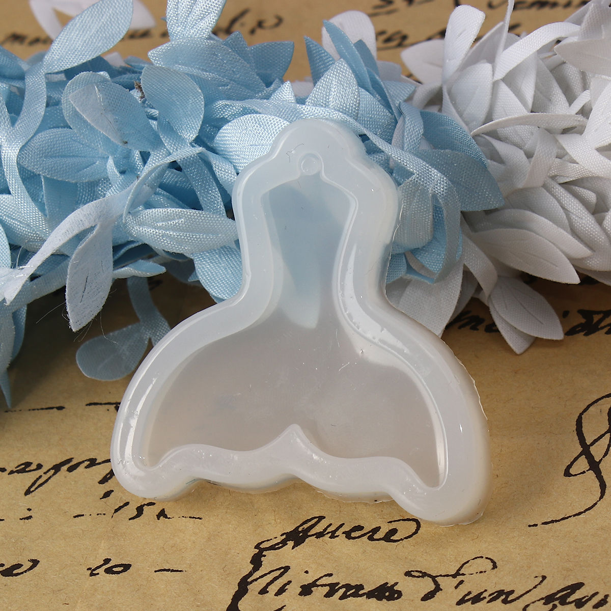 Picture of Silicone Resin Mold For Jewelry Making Mermaid White 40mm(1 5/8") x 40mm(1 5/8"), 2 PCs