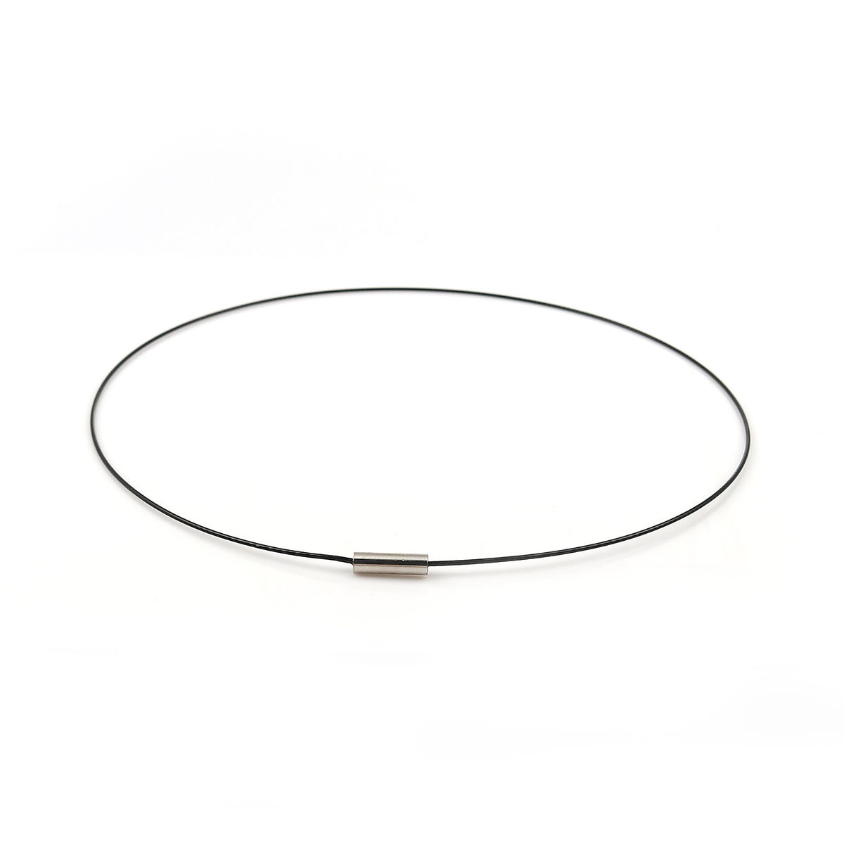 Imagen de 3 Unidades Latón Collares Círculo Negro 47cm longitud, Espesor de cuerda: 1mm