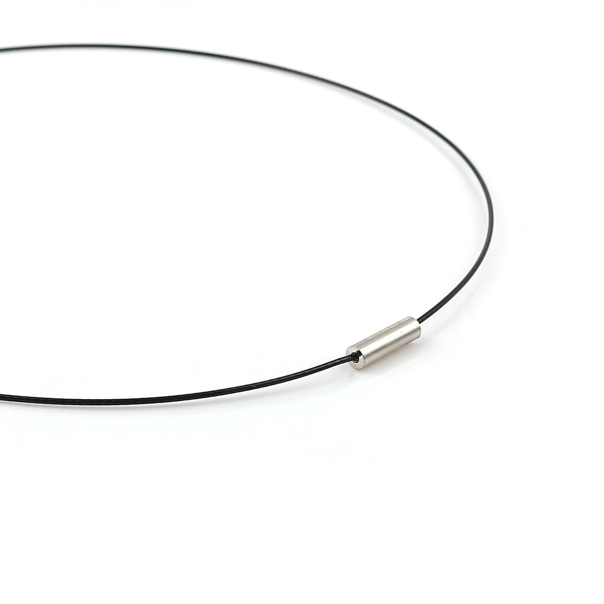 Imagen de 3 Unidades Latón Collares Círculo Negro 47cm longitud, Espesor de cuerda: 1mm