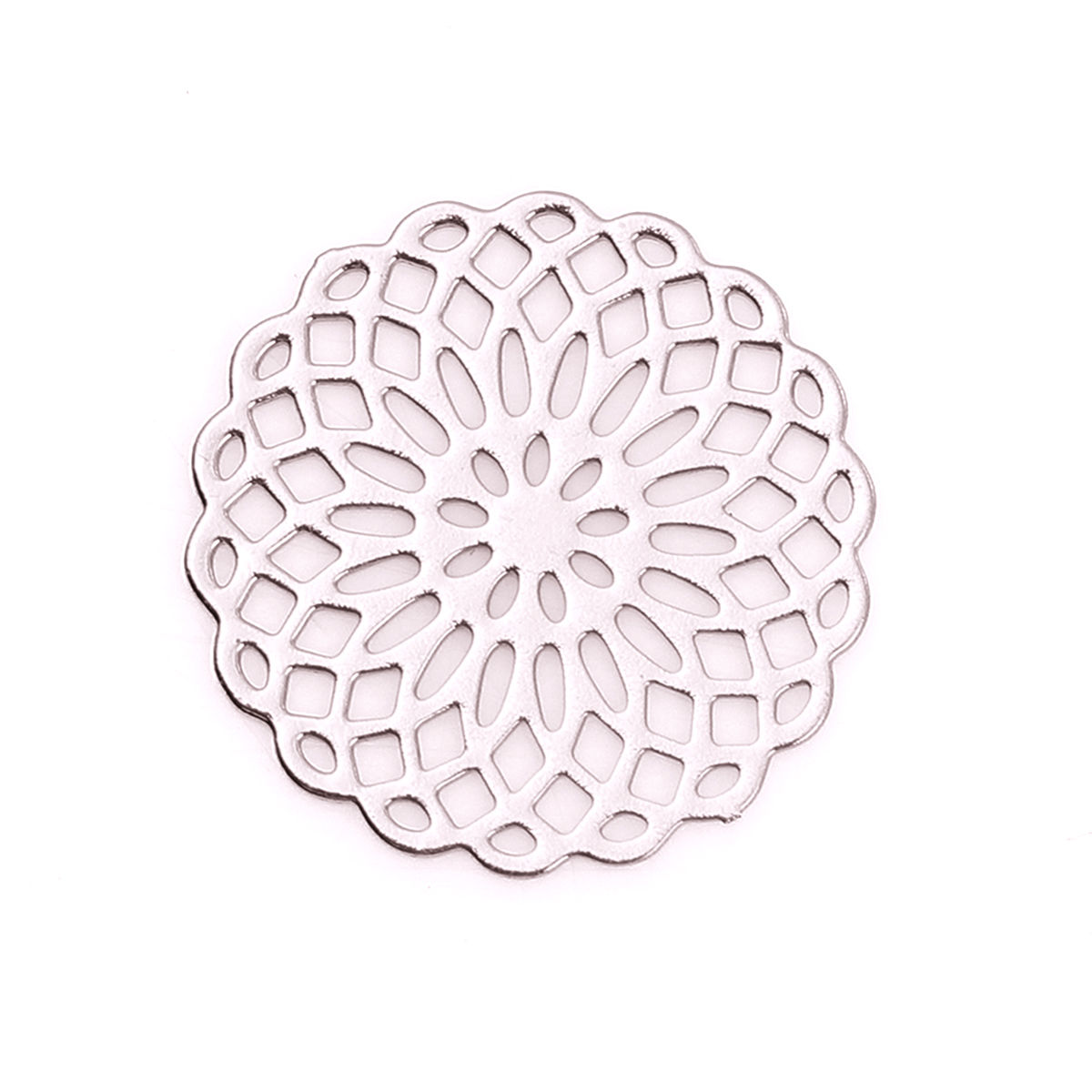 Imagen de Latón Adornos Oro Color de Rosa Claro Ronda Flor 15mm x 15mm, 10 Unidades