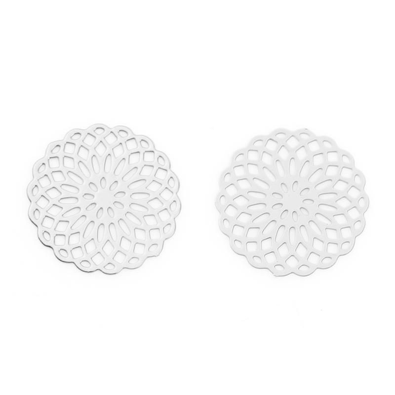 Imagen de Latón Adornos Oro Color de Rosa Claro Ronda Flor 15mm x 15mm, 10 Unidades