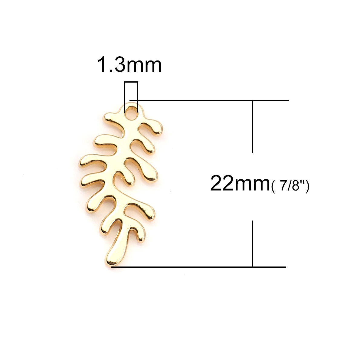 Picture of Zinc Based Alloy Charms Leaf Gold Plated 22mm( 7/8") x 11mm( 3/8"), 20 PCs