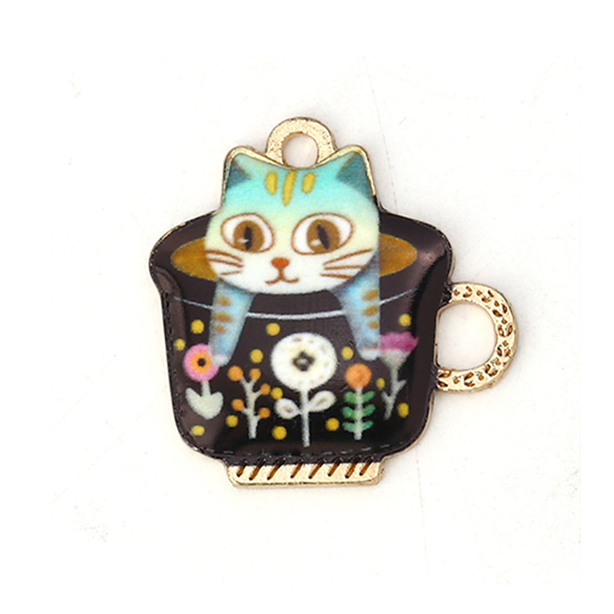 Picture of Zinc Based Alloy Charms Cup Message Enamel 