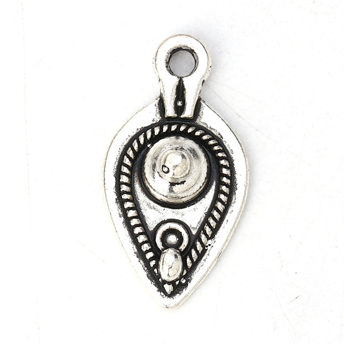 Picture of Zinc Based Alloy Boho Chic Charms Drop Antique Silver Color 26mm(1") x 14mm( 4/8"), 30 PCs