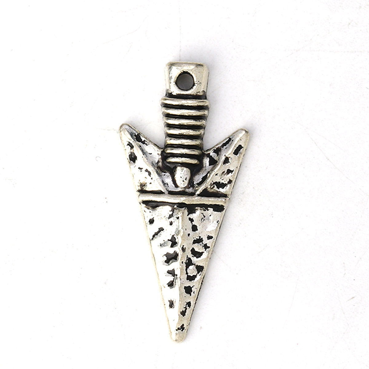 Picture of Zinc Based Alloy Boho Chic Pendants Arrowhead Antique Silver Color 36mm(1 3/8") x 17mm( 5/8"), 30 PCs