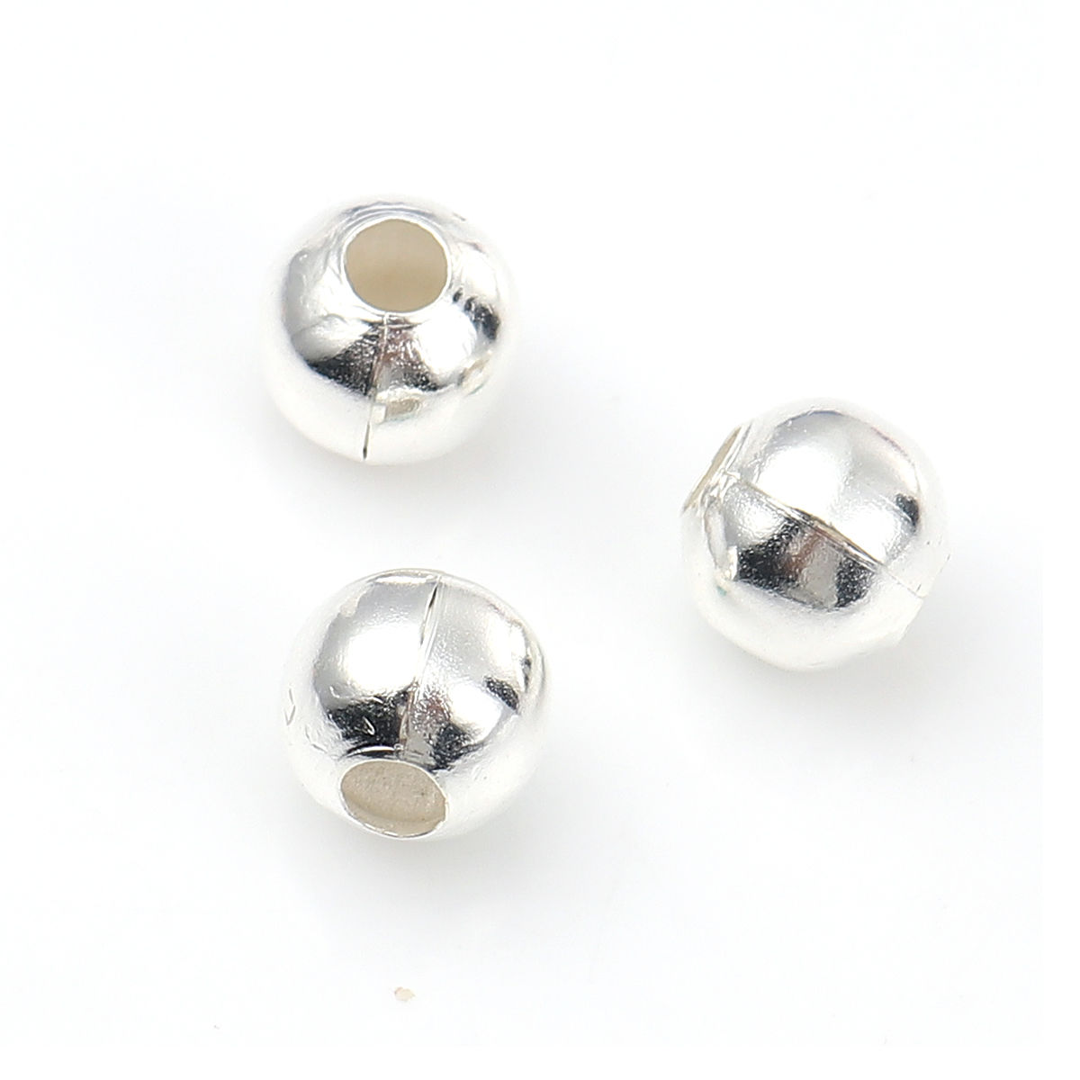 Picture of Iron Based Alloy Spacer Beads Round Silver Plated About 10mm Dia, Hole: Approx 4mm, 100 PCs