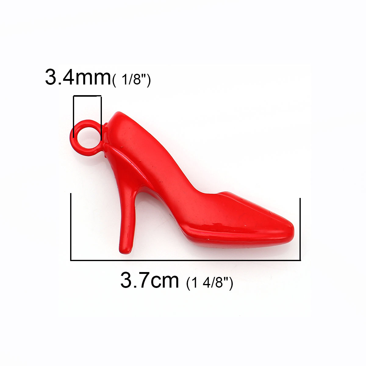 Picture of Zinc Based Alloy Pendants High-heeled Shoes Red 37mm(1 4/8") x 23mm( 7/8"), 3 PCs
