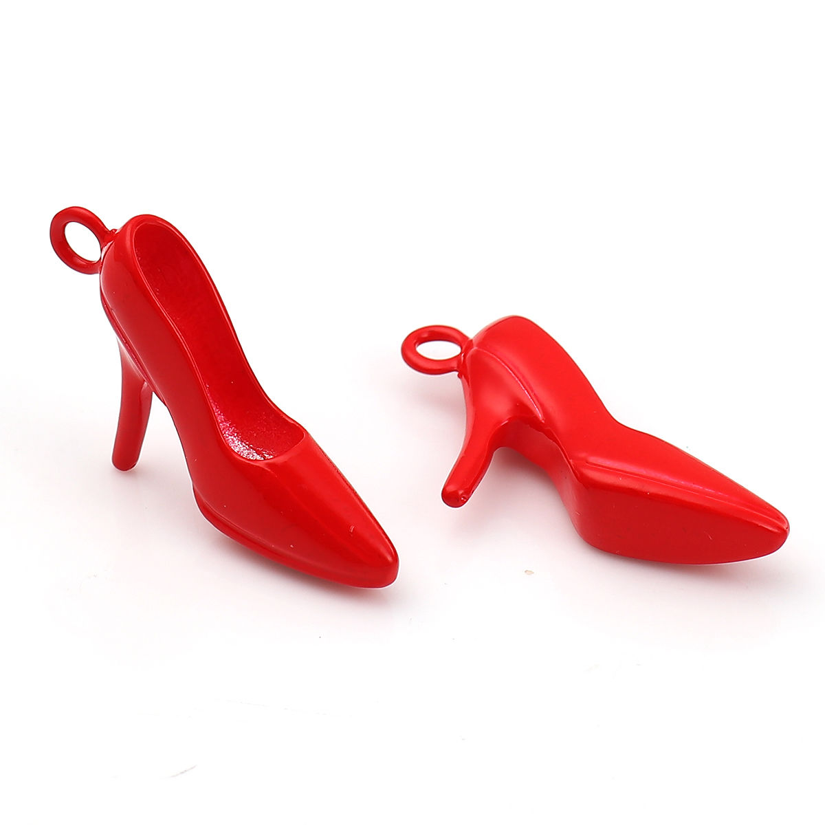 Picture of Zinc Based Alloy Pendants High-heeled Shoes Red 37mm(1 4/8") x 23mm( 7/8"), 3 PCs
