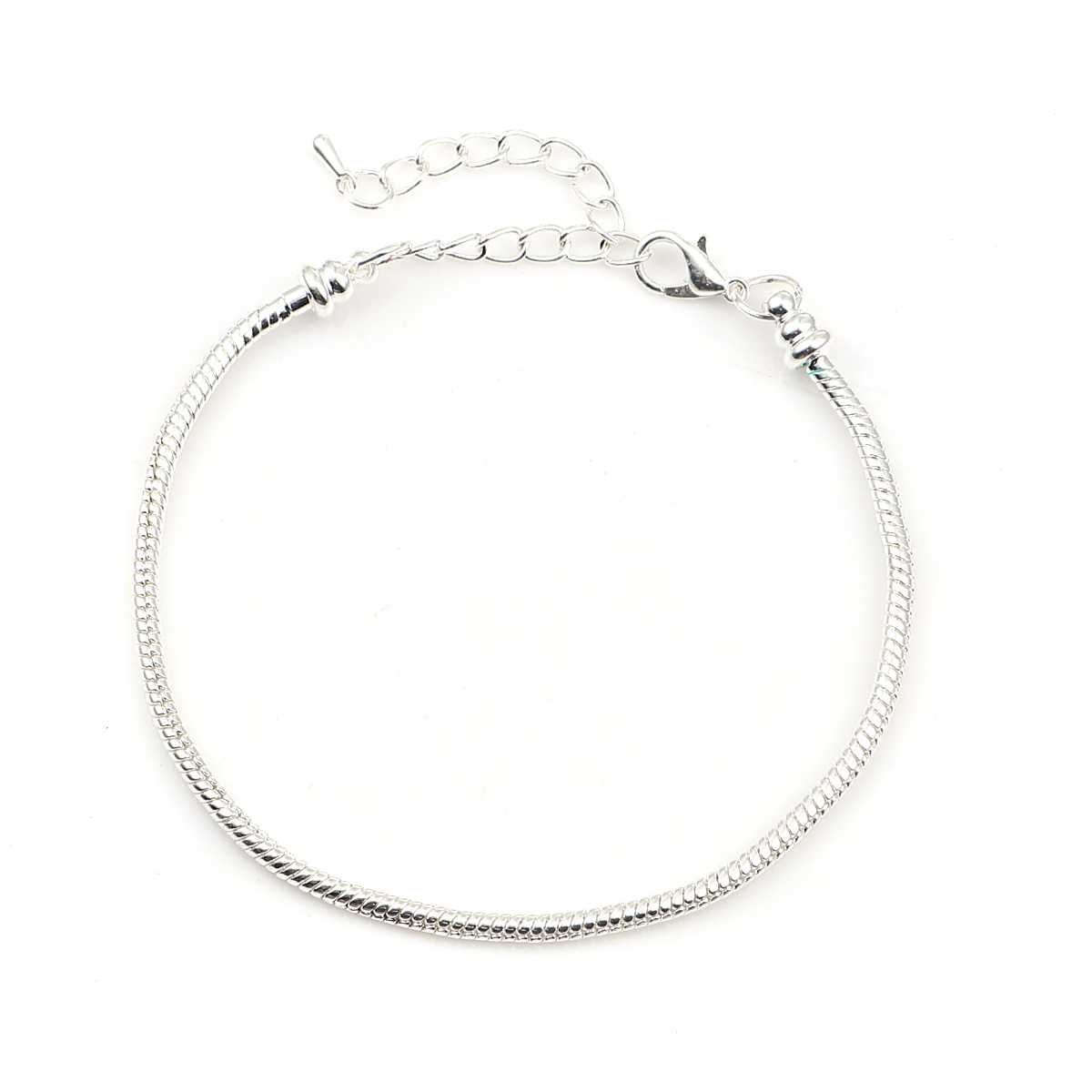 Imagen de Cobre Estilo Europeo Cadena Serpiente Encanto Pulseras Argentado 21cm longitud, 2 Unidades