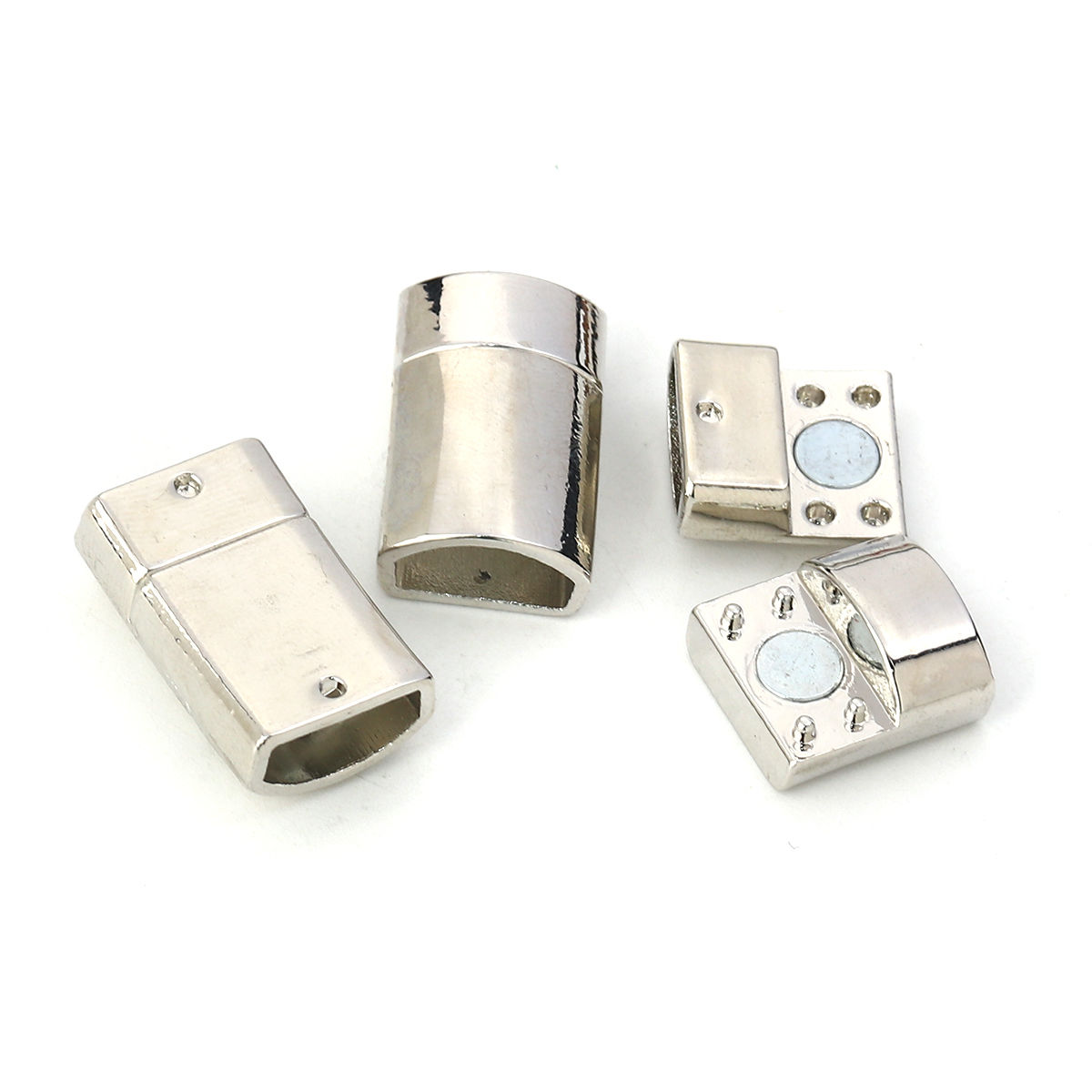 Imagen de Corchetes Magnéticos Rectángulo de Tono de Plata (Ajusta 12mm x5.5mm Cuerda) 24mm x 15mm, 3 Juegos