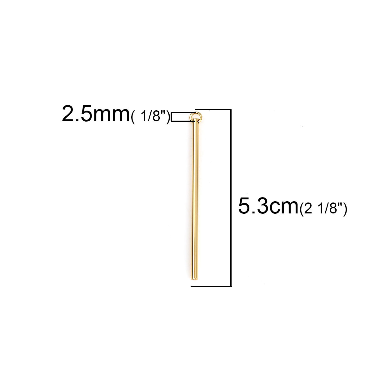 Bild von Messing Anhänger Stange Vergoldet 53mm x 4mm, 5 Stück