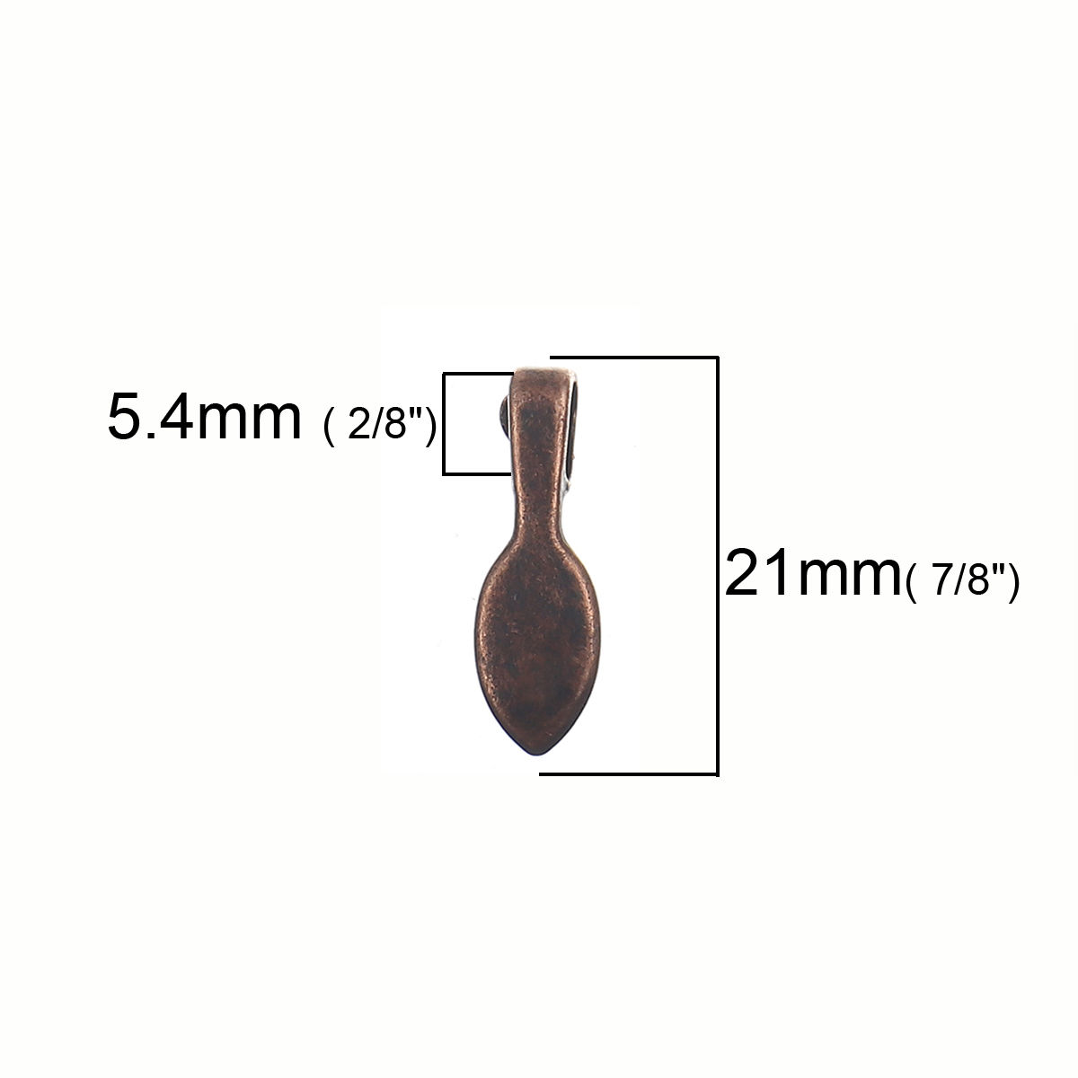 Picture of Zinc Based Alloy Glue On Bails Leaf Antique Copper 21mm x 7mm, 100 PCs