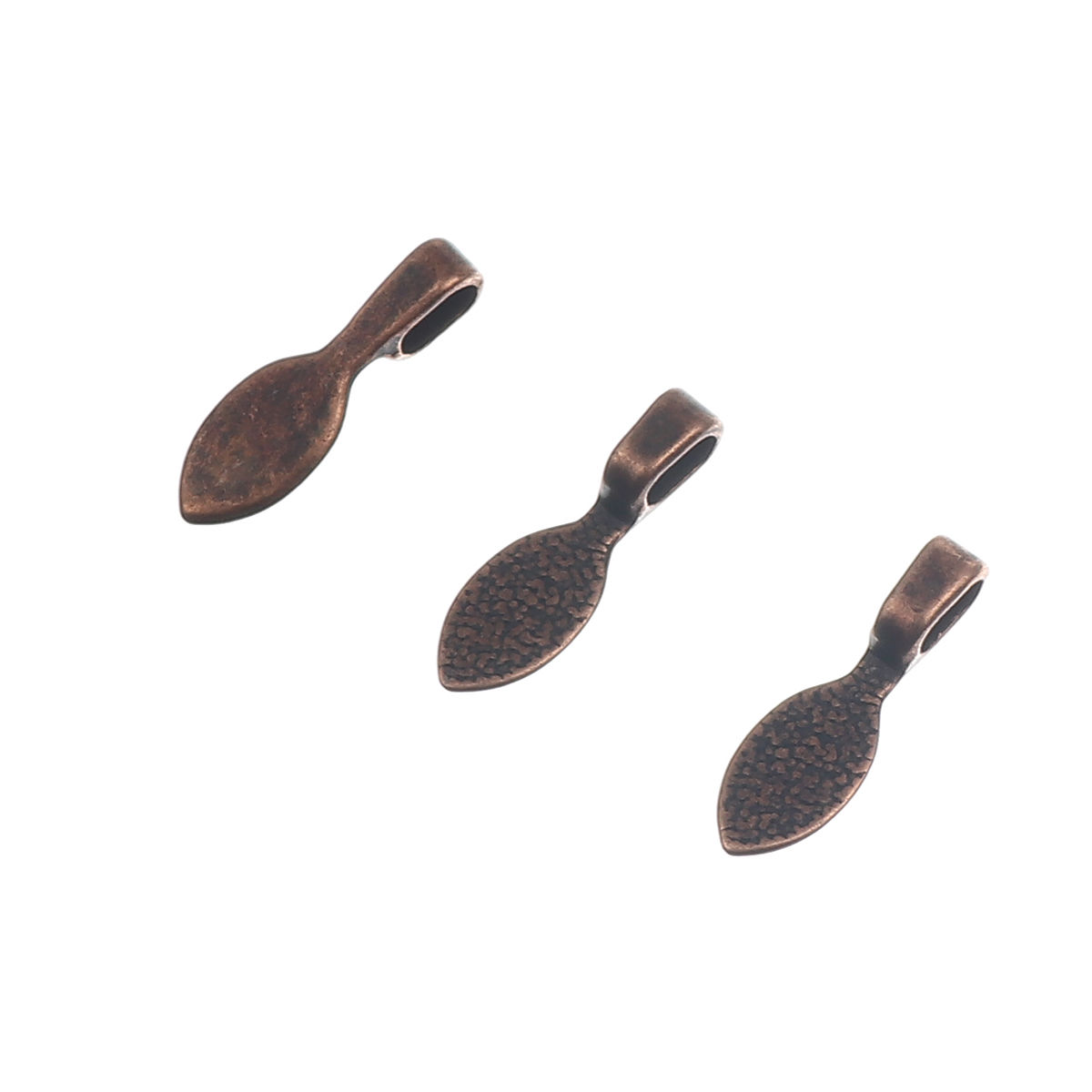Picture of Zinc Based Alloy Glue On Bails Leaf Antique Copper 21mm x 7mm, 100 PCs