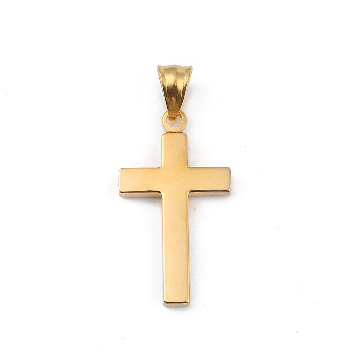 Bild von 316L Edelstahl Religiös Anhänger Kreuz 18K Gold plattiert 44mm x 20mm, 1 Stück