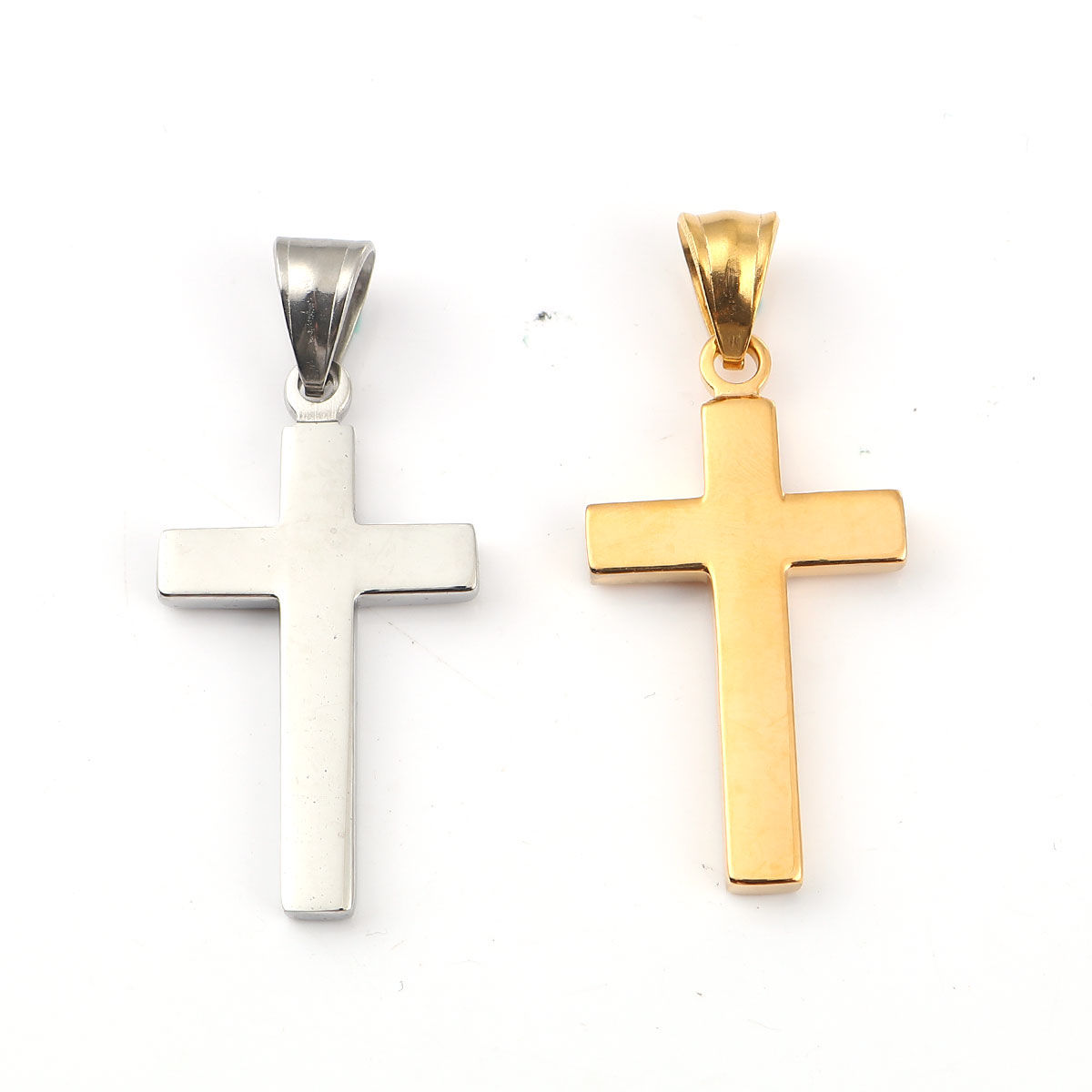 Bild von 316L Edelstahl Religiös Anhänger Kreuz 18K Gold plattiert 44mm x 20mm, 1 Stück