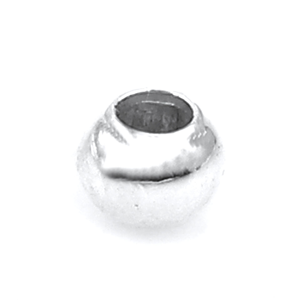 Picture of Brass Seed Beads Round Silver Plated About 2mm( 1/8") Dia, Hole: Approx 0.8mm, 300 PCs