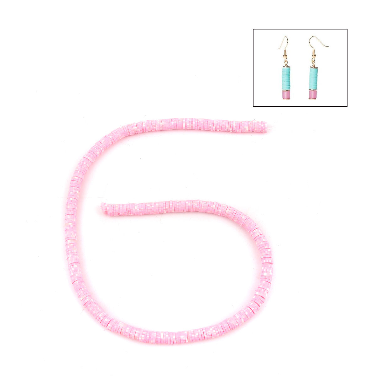 Picture of Polymer Clay Katsuki Beads Heishi Beads Disc Beads Round Pink Dot Pattern 6mm Dia, Hole: Approx 2mm, 39cm long, 3 PCs (Approx 347 PCs/Strand)