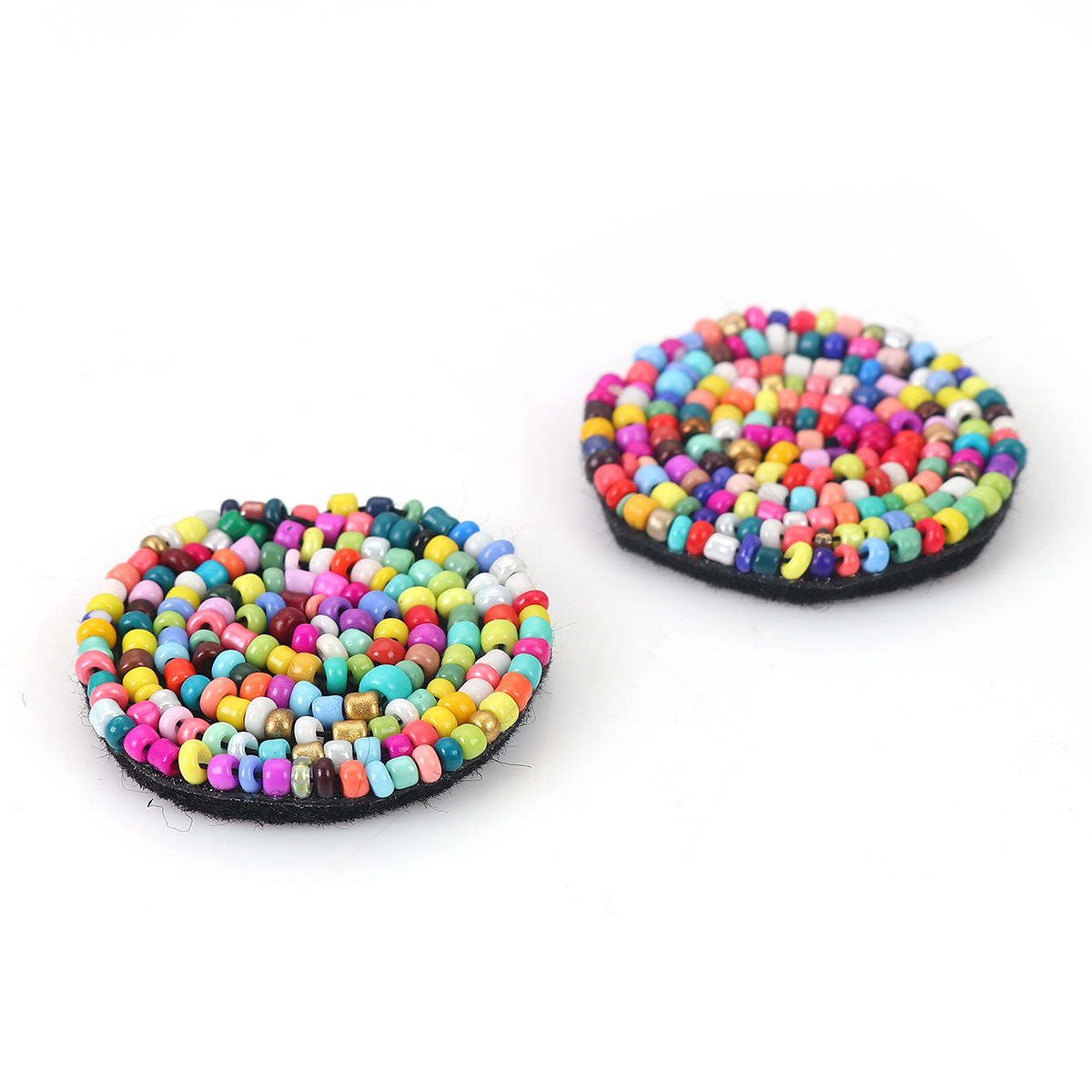 Imagen de Vidrio & Algodón Cuentas de Semillas Apliques Multicolor Ronda 3.3cm Dia., 5 Unidades