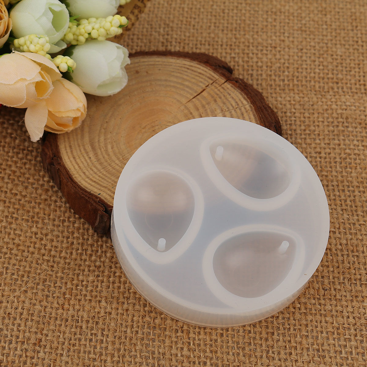 Picture of Silicone Resin Mold For Jewelry Making Round White Drop 6.7cm(2 5/8") Dia., 1 Piece