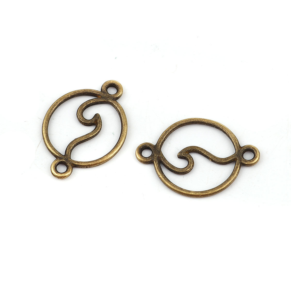 Picture of Zinc Based Alloy Connectors Round Antique Bronze Wave 29mm x 20mm - 28mm x 19mm, 20 PCs