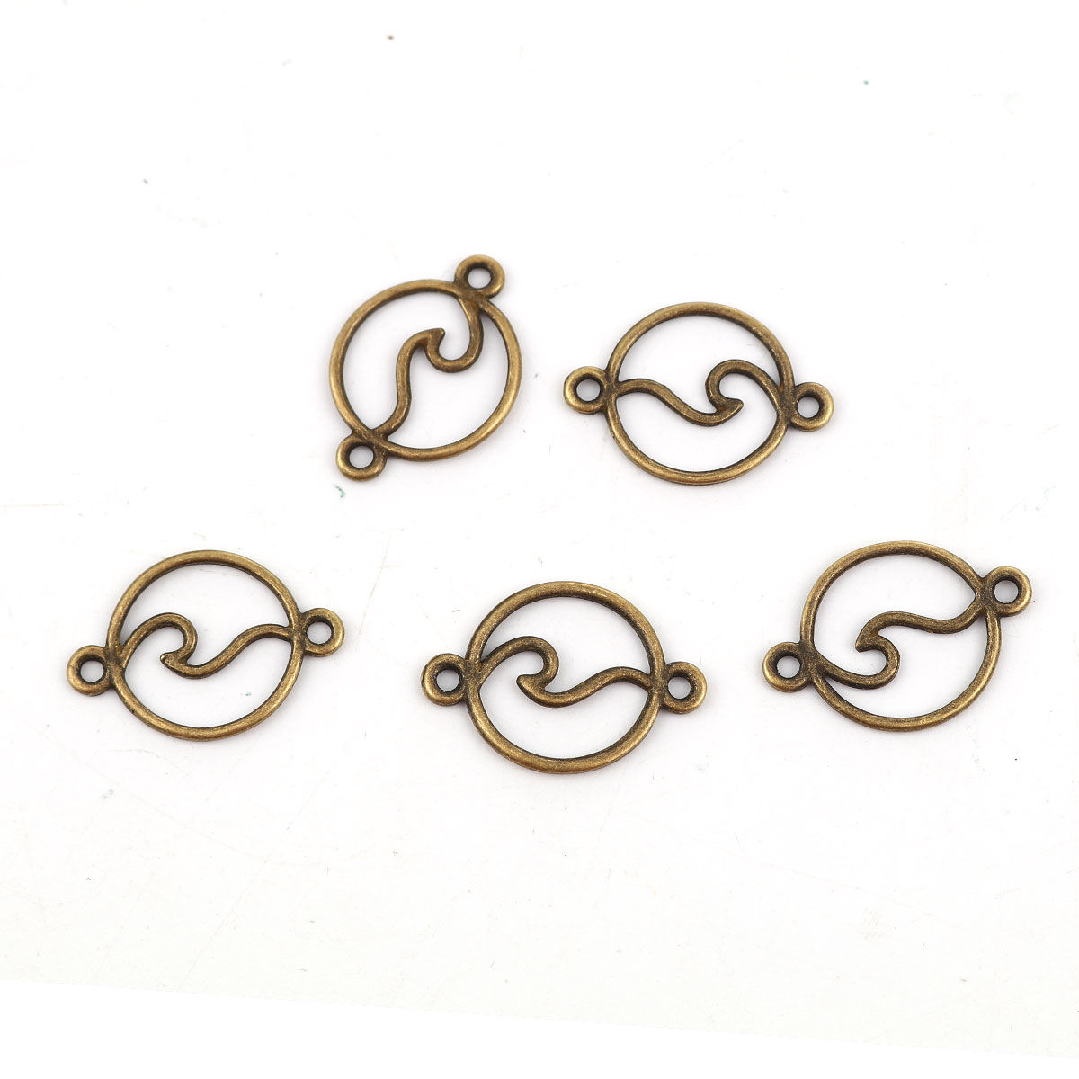 Picture of Zinc Based Alloy Connectors Round Antique Bronze Wave 29mm x 20mm - 28mm x 19mm, 20 PCs