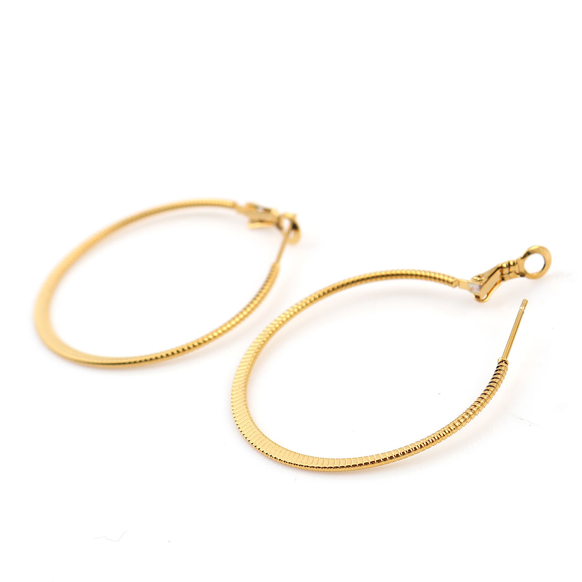 Picture of 316 Stainless Steel Hoop Earrings Gold Plated Round Spiral 40mm(1 5/8") Dia., Post/ Wire Size: (20 gauge), 1 Pair”