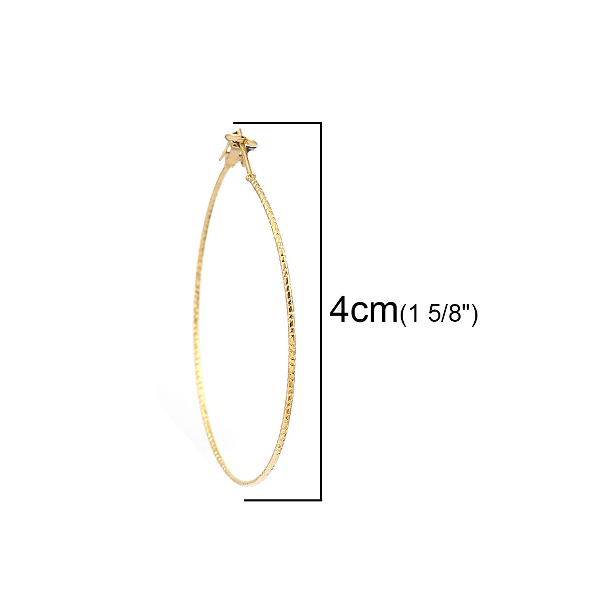 Picture of 316 Stainless Steel Hoop Earrings Gold Plated Round 40mm(1 5/8") Dia., Post/ Wire Size: (20 gauge), 1 Pair”