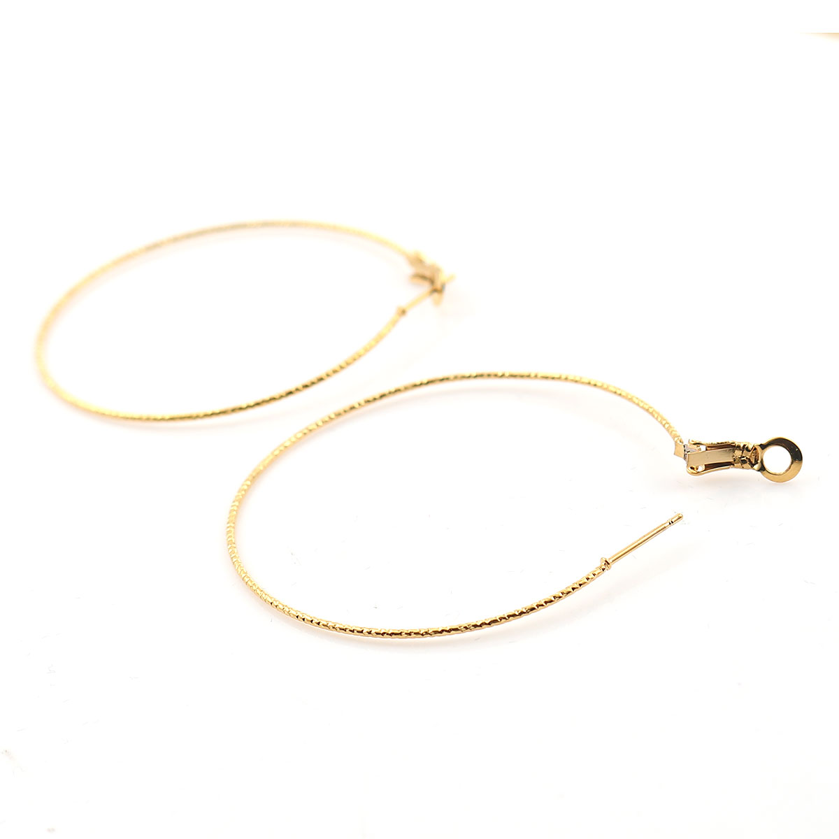 Picture of 316 Stainless Steel Hoop Earrings Gold Plated Round 40mm(1 5/8") Dia., Post/ Wire Size: (20 gauge), 1 Pair”