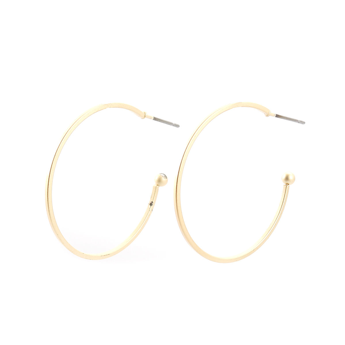 Picture of Zinc Based Alloy Ear Post Stud Earrings Findings C Shape Matt Gold 37mm x 35mm, Post/ Wire Size: (20 gauge), 4 PCs