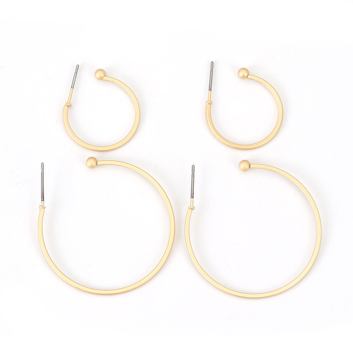 Picture of Zinc Based Alloy Ear Post Stud Earrings Findings C Shape Matt Gold 37mm x 35mm, Post/ Wire Size: (20 gauge), 4 PCs
