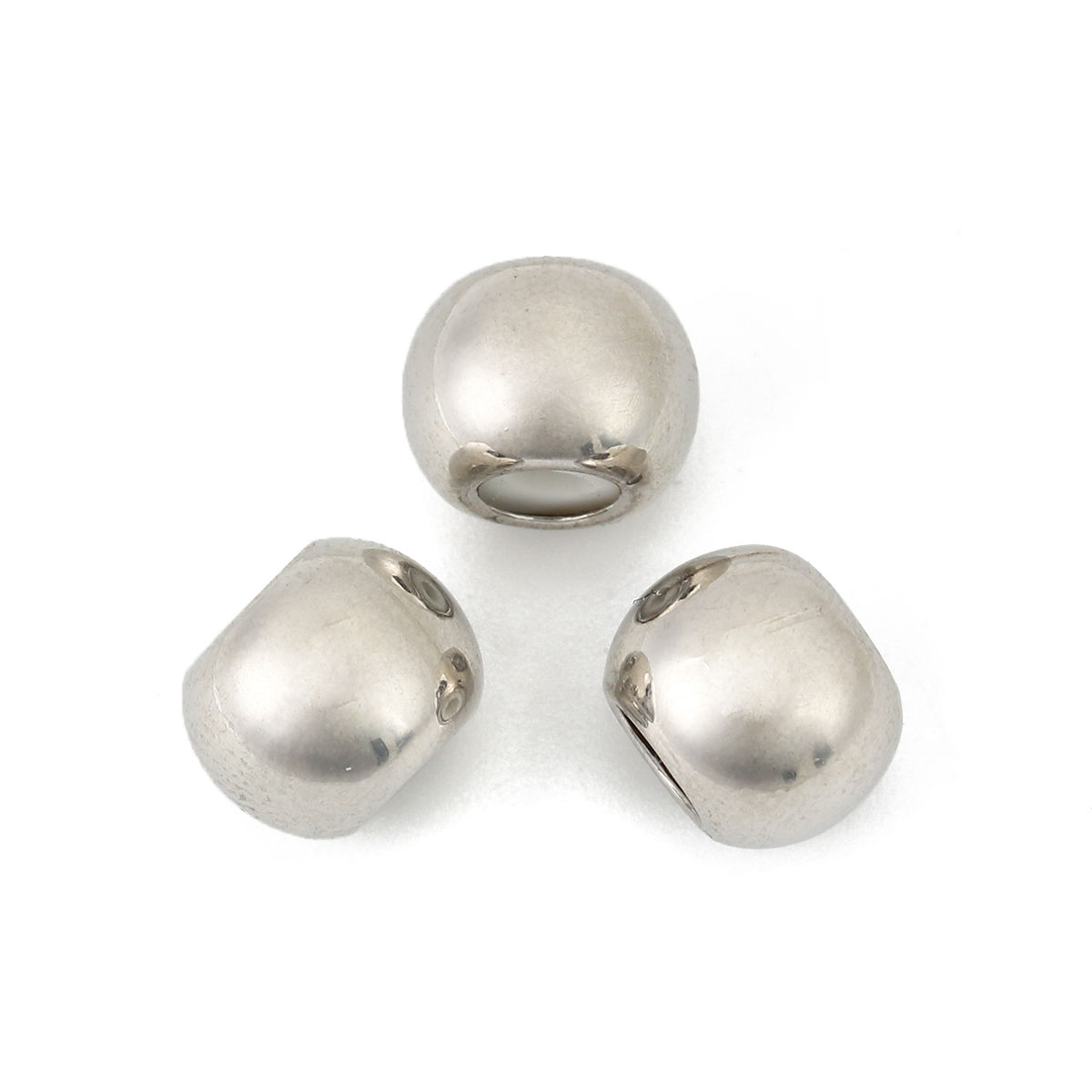 Изображение 5 ШТ Экологичный Латунь Слайдер Круглые Настоящее платиновое покрытие 10мм диаметр, Отверстие:примерно 2.3мм